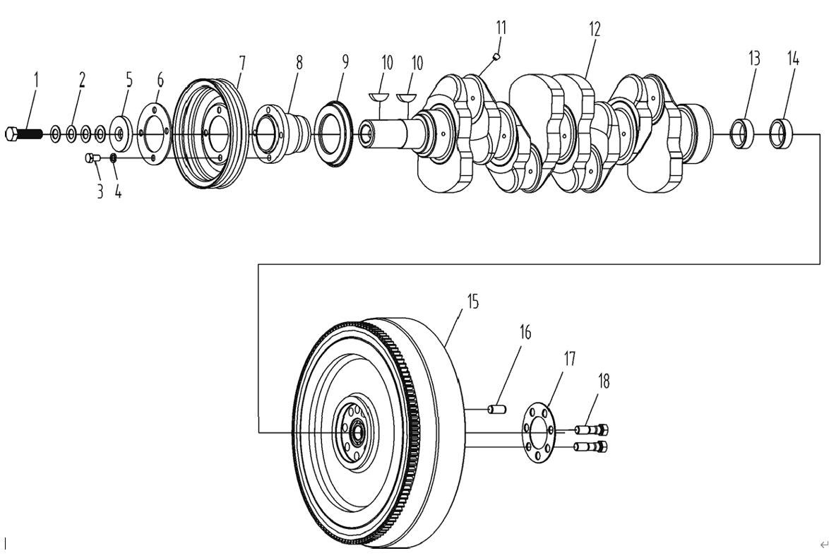 YTO engine Crankshaft and Flywheel Assembly