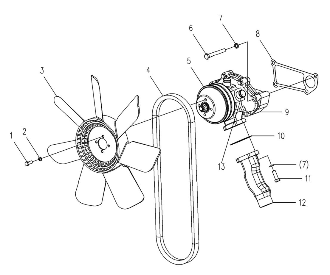 YTO-engine-Water-Pump-Installation-Assembly-Fan-and-Pulley-Assembly